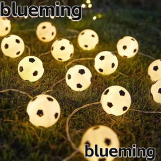 Blueming2 สายไฟหิ่งห้อย LED รูปลูกบอลฟุตบอล PVC ประหยัดพลังงาน กันน้ํา ใช้แบตเตอรี่ สําหรับตกแต่งสวน บาร์คลับ