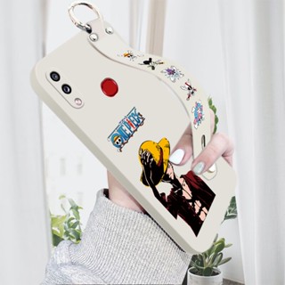 เคสโทรศัพท์มือถือ ซิลิโคน กันกระแทก ป้องกันกล้อง ลายการ์ตูนลูฟี่ พร้อมสายรัดข้อมือ สําหรับ Samsung Galaxy A10S A20S A21S A7 2018 A71