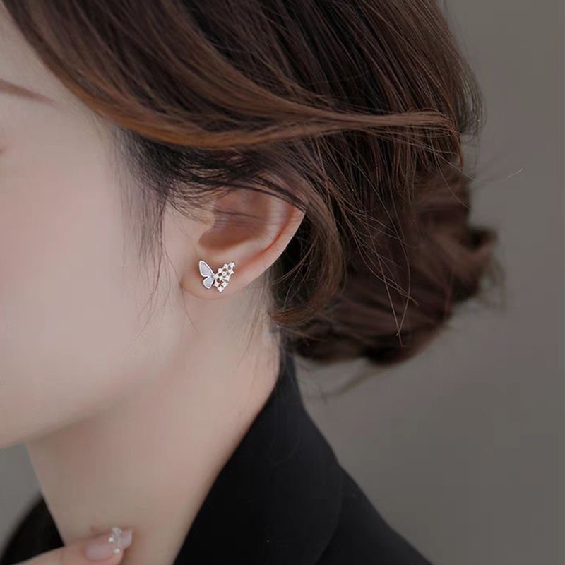 ต่างหูสตั๊ด เงินสเตอร์ลิง S925 ประดับโบว์ คริสตัล สีม่วง สไตล์เกาหลี เครื่องประดับแฟชั่น สําหรับผู้หญิง