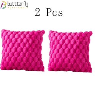 Buttterfly ปลอกหมอนอิง แบบนิ่ม ทรงสี่เหลี่ยม สีชมพู สําหรับโซฟา ห้องนั่งเล่น 2 ชิ้น