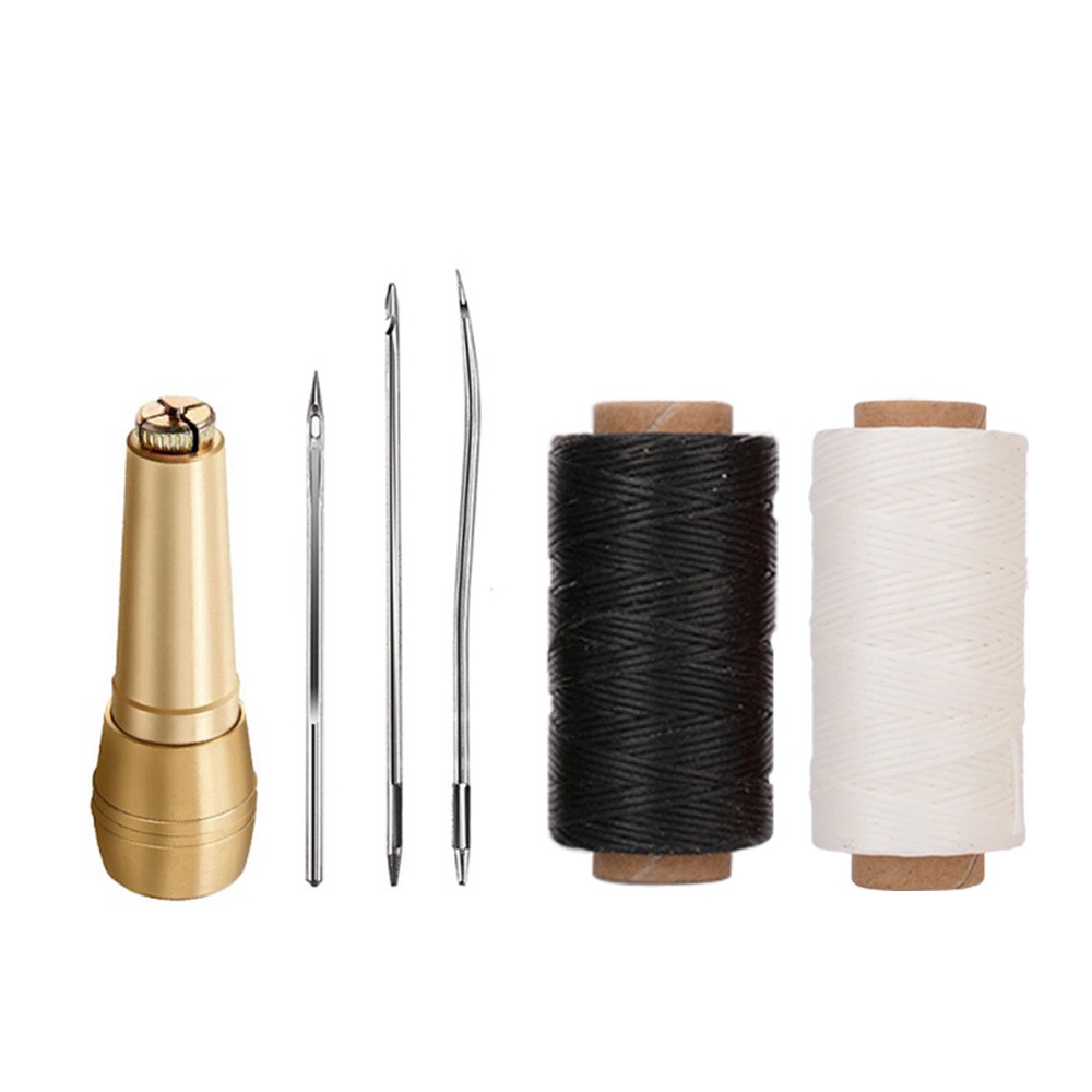 ชุดเข็มเย็บหนัง และผ้าใบ พร้อมเกลียวขี้ผึ้ง ด้ามจับทองแดง DIY สําหรับซ่อมแซมรองเท้าหนัง และเต็นท์