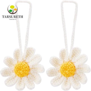 Tarsureth จี้พวงกุญแจ รูปดอกเดซี่ สีขาว สําหรับตกแต่งรถยนต์ 2 ชิ้น