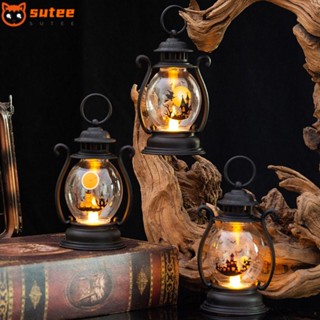 Sutee โคมไฟ LED รูปฟักทองผี สไตล์เรโทร สําหรับแขวนตกแต่งบ้าน เทศกาลฮาโลวีน