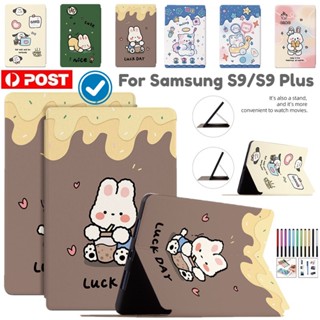 เคสหนัง ฝาพับ ลายการ์ตูนน่ารัก สําหรับ Samsung Galaxy Tab S9 S9+ S9 Plus 11.0 12.4 SM-X710 X716B X718U X810 SM-X816B