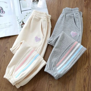 Girls trousers Spring, Autumn and Winter Foreign style, Childrens Foreign style, wearing plush and thickened foot trousers Girls Leisure Sportswear Tide