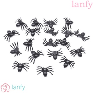 Lanfy แมงมุมปลอม ขนาดเล็ก สีดํา สําหรับตกแต่งปาร์ตี้ฮาโลวีน วันเกิด ภรรยา 50 ชิ้น