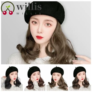 Willis หมวกเบเร่ต์ วิกผมสั้น หยิก สังเคราะห์ สีดํา ดูเป็นธรรมชาติ สําหรับผู้หญิง