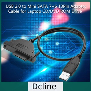 [Dcline.th] สายเคเบิลอะแดปเตอร์ USB 2.0 เป็น Mini SATA 7+6 13Pin สําหรับแล็ปท็อป CD DVD ROM Drive