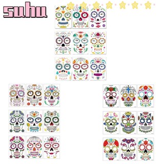Suhuhd สติกเกอร์รอยสักชั่วคราว ลายฮาโลวีน กันน้ํา 9 ชิ้น ต่อชุด