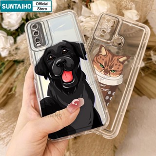 Suntaiho เคสโทรศัพท์มือถือแบบนิ่ม TPU กันกระแทก ลายสุนัข แมวน่ารัก สีดํา สําหรับ Oppo A16-4G A16S A54S A5S A7 2018 AX5S AX7 A7N A12 A12S A11K A15 A15S