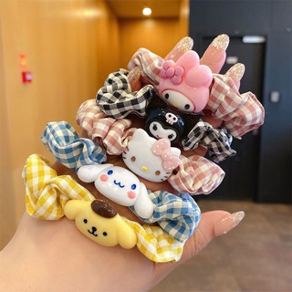 ใหม่ ยางรัดผม ลายสุนัข Cinnamon Kuromi Scrunchy เรียบง่าย เครื่องประดับผม สําหรับแฟนหนุ่ม