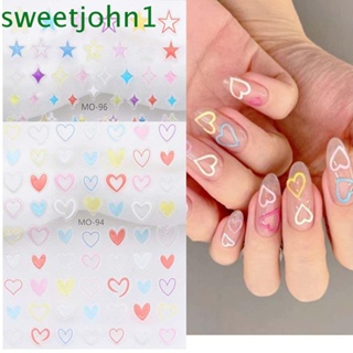 Sweetjohn สติกเกอร์เจลลี่ ลายการ์ตูนดาว หัวใจ ดอกไม้ มีกาวในตัว สําหรับตกแต่งเล็บ DIY