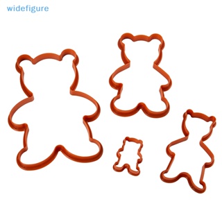 Widefigure แม่พิมพ์พลาสติก รูปหมีน้อยนูน 3D สําหรับตกแต่งเค้ก บิสกิต ฟองดองท์ เบเกอรี่ DIY 4 ชิ้น