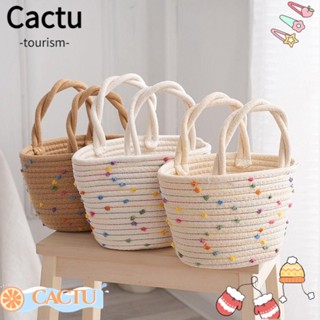 Cactu ตะกร้าผ้าฝ้าย สําหรับใส่จัดเก็บของ กระเป๋าถือ กระเป๋าเดินทางสตรี