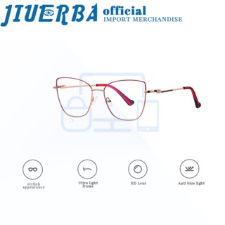 JIUERBA แฟชั่นใหม่ แว่นตา กรอบโลหะ ป้องกันรังสียูวี ป้องกันแสงสีฟ้า สําหรับผู้ชาย และผู้หญิง