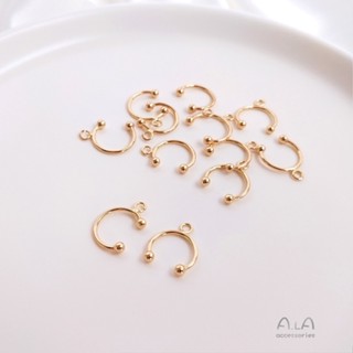 ต่างหู รูปตัว U สีทอง 14k ประดับลูกปัด พร้อมห่วง แฮนด์เมด DIY