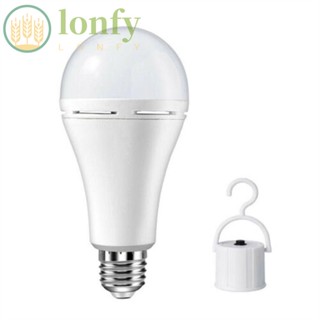 Lonfy หลอดไฟฉุกเฉิน LED E27 ใช้แบตเตอรี่ สีขาว สําหรับตั้งแคมป์ 1 ชิ้น