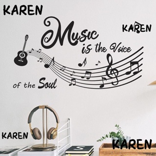 Karen สติกเกอร์ไวนิล ลาย Music is The Voice of The Soul แกะออกได้ สําหรับติดตกแต่งผนังบ้าน ห้องนั่งเล่น