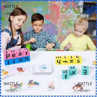 Wattle การ์ดเกมสะกดคํา ของเล่นไม้ Montessori