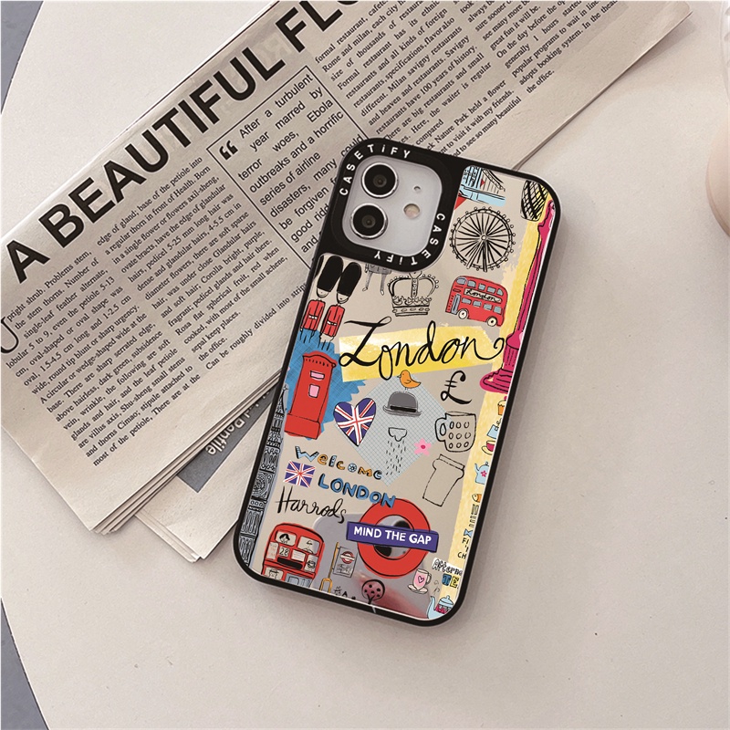 Casetify X เคสโทรศัพท์มือถือ PC แข็ง กันกระแทก กระจก สีดํา สีเงิน สําหรับ iPhone 15 14 13 12 11 Pro MAX IX XS MAX XR 6 6s 7 8 Plus