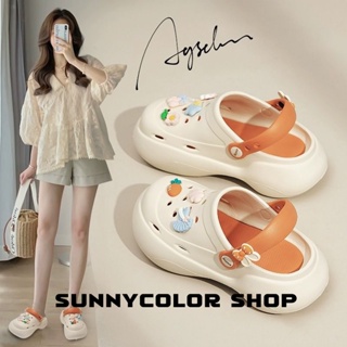 SUNNYCOLOR  รองเท้าแตะหญิง รองเท้าหัวโต แฟชั่น ธรรมดา ใส่สบายๆ 2023ใหม่ B21H0ML 36Z230909