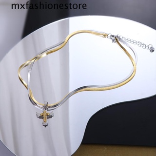 Mxfashione สร้อยคอผู้ชาย จี้ไม้กางเขน เรียบง่าย เท่ ทองแดง ย้อนยุค สไตล์เกาหลี สร้อยคอ