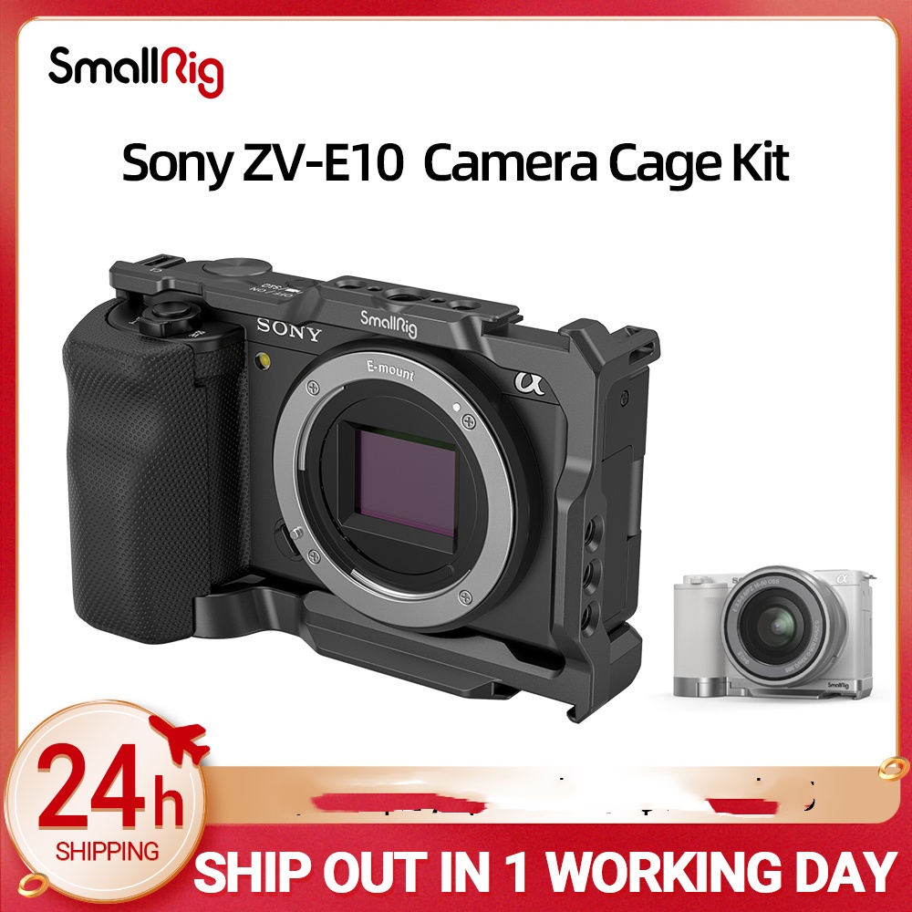 SmallRig Sony ZVE10 กล้องกรงซิลิโคนจับในตัว Arca Quick Release แผ่น Cage Rig Kit สําหรับ Sony ZV-E10