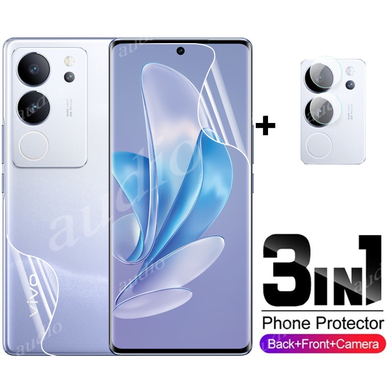 3in1 ฟิล์มไฮโดรเจล ป้องกันเลนส์กล้อง ด้านหน้า และหลัง สําหรับ Vivo V29 Pro Lite V29Pro V29Lite V29E 