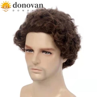 Donovan วิกผมสั้น หยักศก สังเคราะห์ สีน้ําตาลธรรมชาติ แฟชั่นสําหรับผู้ชาย