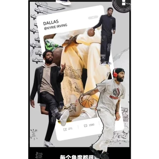 MANSTR ใหม่กางเกงบาสเก็ตบอลลําลอง ผ้าฝ้าย ขากว้าง ทรงหลวม พิมพ์ลายหมึก Kyrie Irving สไตล์ฮิปฮอป สีดํา สีขาว