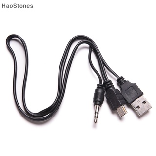 Haostones สายเคเบิลเชื่อมต่อแจ็คเสียง 3.5 มม. USB เป็น Mini USB สําหรับลําโพง Mp3/4 TH