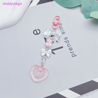 Vhdd Kawaii จี้โบว์น่ารัก สีชมพู พร้อมสายคล้อง สําหรับห้อยโทรศัพท์มือถือ กล้อง Y2K