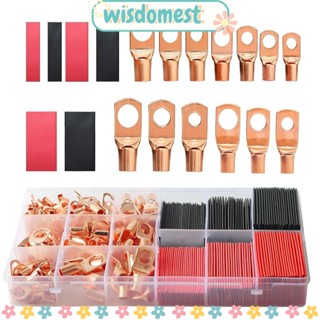 Wisdomest หางปลาทองแดง AWG 2 4 6 8 10 12 273 ชิ้น พร้อมหางปลาเชื่อมต่อแบตเตอรี่ 140 ชิ้น และหางปลาเชื่อมต่อแบตเตอรี่ 133 ชิ้น