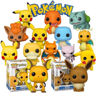 FUNKO โมเดลฟิกเกอร์ PVC รูป Pop Pokemon Pikachu Raichu 645 Eevee 577 Mewtwo Bulbasaur Squirtle ของเล่นสําหรับเด็ก