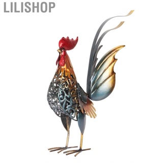 Lilishop Rooster Statue  Decorative Hollow Delicate Decoration Iron for Outdoor Balcony