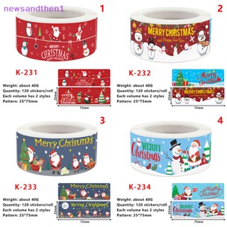 Newsandthen1 120 ชิ้น การ์ตูน Merry Christmas สติกเกอร์ตกแต่ง สําหรับของขวัญคริสต์มาส ดี