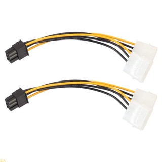 Xin สายเคเบิลพาวเวอร์ 6Pin เป็น Dual 4Pin PCIE สําหรับการ์ดจอ PCIE PCI 6P เป็น Dual Molex 4P 2 ชิ้น