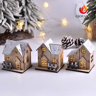 Giovanni บ้านไม้คริสต์มาส ใช้แบตเตอรี่ มีไฟ LED สําหรับตกแต่งบ้าน คริสต์มาส