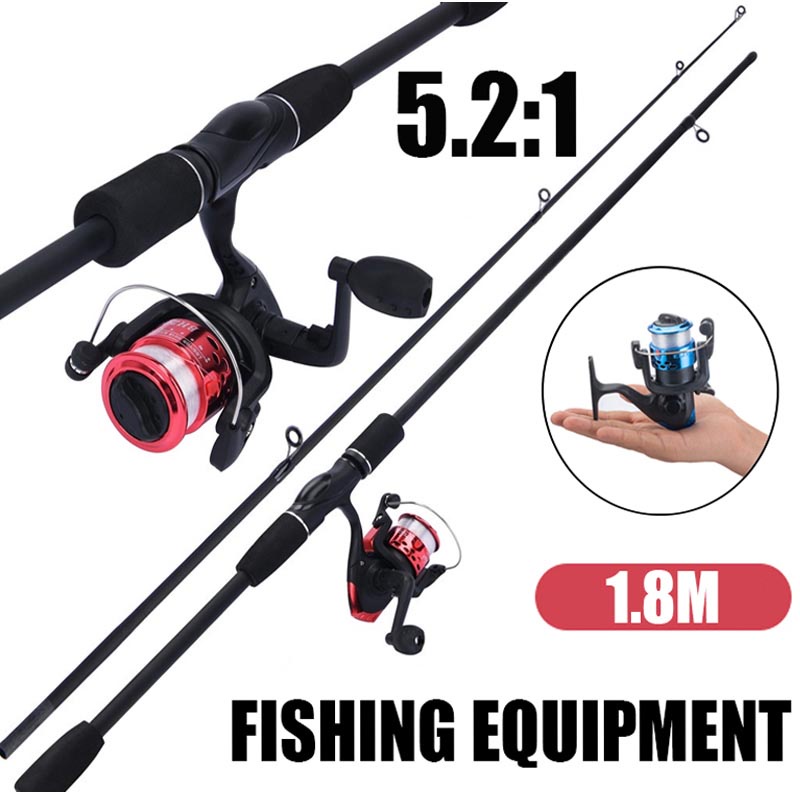 COD️คันเบ็ดตกปลา 1.5Mและอัตราทดเกียร์ 5.2: 1 คันเบ็ดตกปลาแบบรีลครบชุดเบ็ตตกปลาคบ1ชุดเบ็ดตกปลาคบชุดคันเบ็ดต