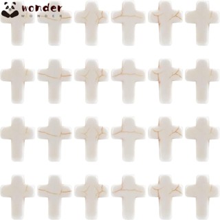 Wonder ลูกปัดหินสังเคราะห์ สีเขียวขุ่น ขนาดเล็ก 0.6 นิ้ว สีขาว สําหรับทําเครื่องประดับ สร้อยคอ 100 ชิ้น