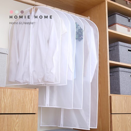 HH-600 ถุงคลุมเสื้อแบบมีซิป สีขุ่น ป้องกันฝุ่นรักษาความสะอาด มีหลายขนาด พร้อมส่ง