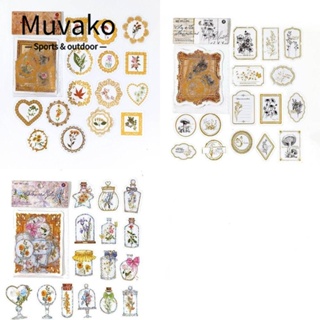 Muvako สติกเกอร์ฟอยล์ PET หลากสี สไตล์วินเทจ สําหรับตกแต่งสมุดภาพ DIY 90 ชิ้น