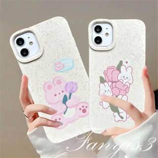 เคสโทรศัพท์มือถือ ซิลิโคนนิ่ม TPU กันกระแทก ลายดอกทิวลิป กระต่าย ย่อยสลายได้ สําหรับ IPhone 15 14 13 12 11 Pro Max X XR Xs Max 8 7 6s Plus SE 2020