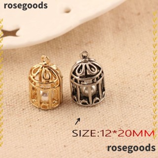 Rosegoods1 จี้กรงอัลลอย ประดับไข่มุกเทียม สีเงิน สําหรับทําเครื่องประดับ สร้อยคอ ของขวัญ 20 ชิ้น