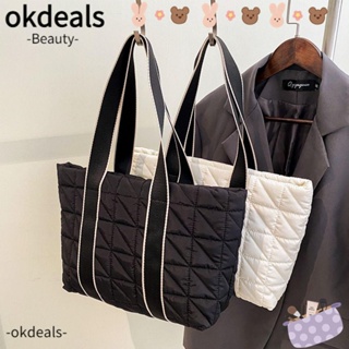 Okdeals กระเป๋าสะพายไหล่ ผ้าฝ้าย ขนาดใหญ่ จุของได้เยอะ แฟชั่นสําหรับสตรี