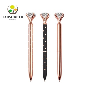 Tarsureth ปากกาลูกลื่น โลหะ คริสตัล ลายจุด ขนาดใหญ่ สีโรสโกลด์ สีดํา 3 ชิ้น สําหรับบ้าน สํานักงาน