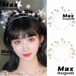 Maxg ที่คาดผม ประดับคริสตัล พลอยเทียม รูปดาว เครื่องประดับผมเจ้าสาว สําหรับผู้หญิง