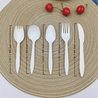 (50ชิ้น) ช้อน ส้อม มีด ทำมาจากข้าวโพด ย่อยสลายได้100% รักษ์โลก ปลอดภัย สามารถใช้กับอาหารได้ทั้งร้อนและเย็น