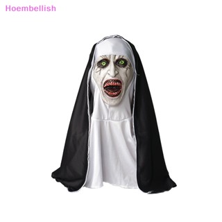 Hoe&gt; หน้ากากยาง รูป The Horror Scary Nun พร้อมผ้าพันคอ สําหรับแต่งคอสเพลย์ฮาโลวีน