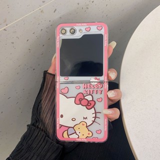 เคสแข็ง ลายการ์ตูนคิตตี้น่ารัก พร้อมจี้ สําหรับ Samsung Galaxy Z Flip 5 4 3 Z Flip 4 Z Flip 3